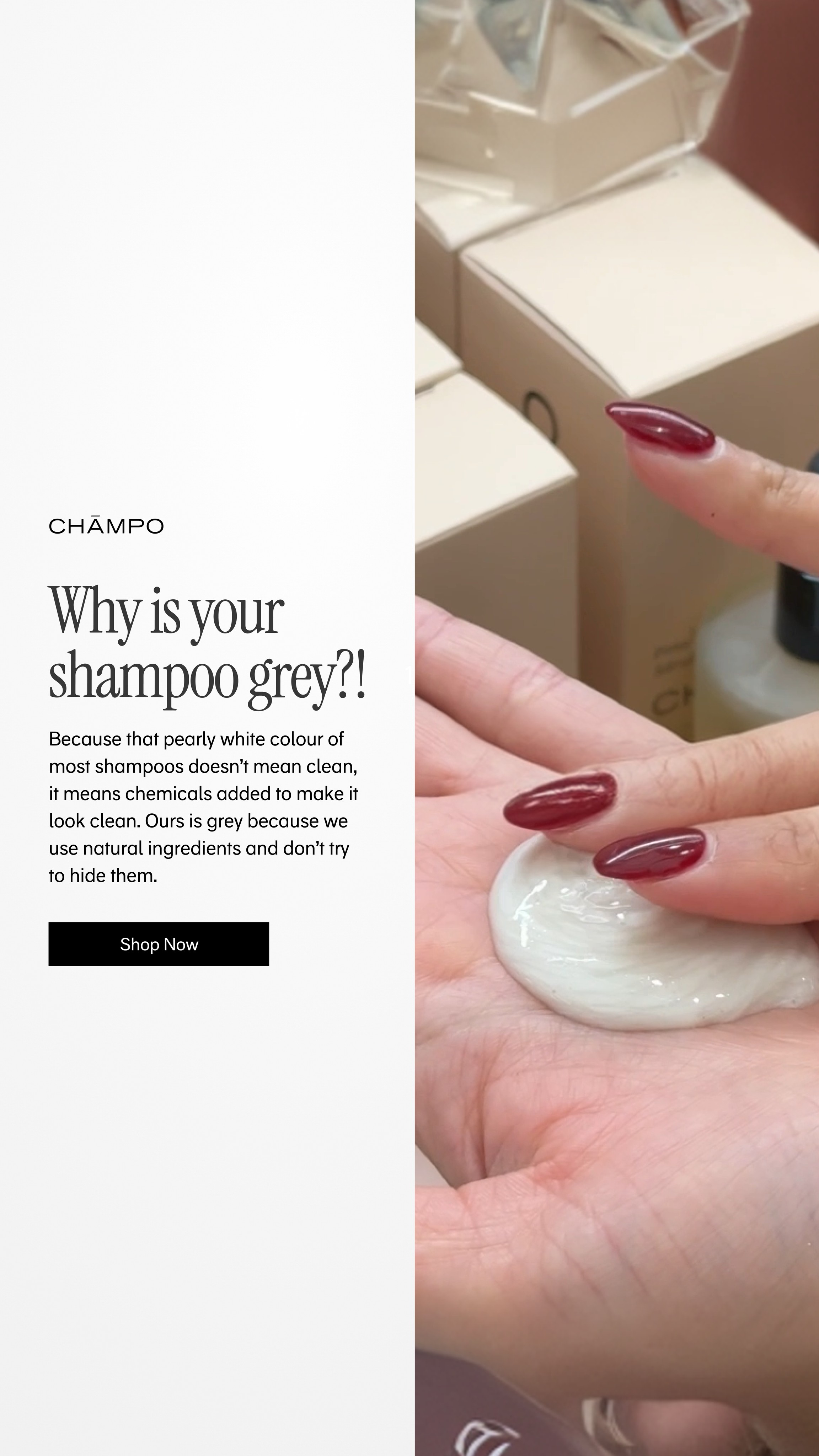 Chāmpo Haircare Facebook ad