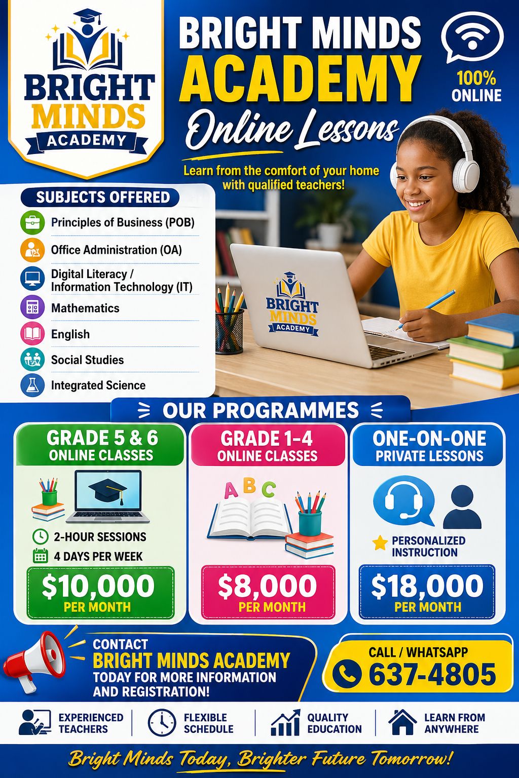 Bright Mind Academy Facebook ad: contact us for more info