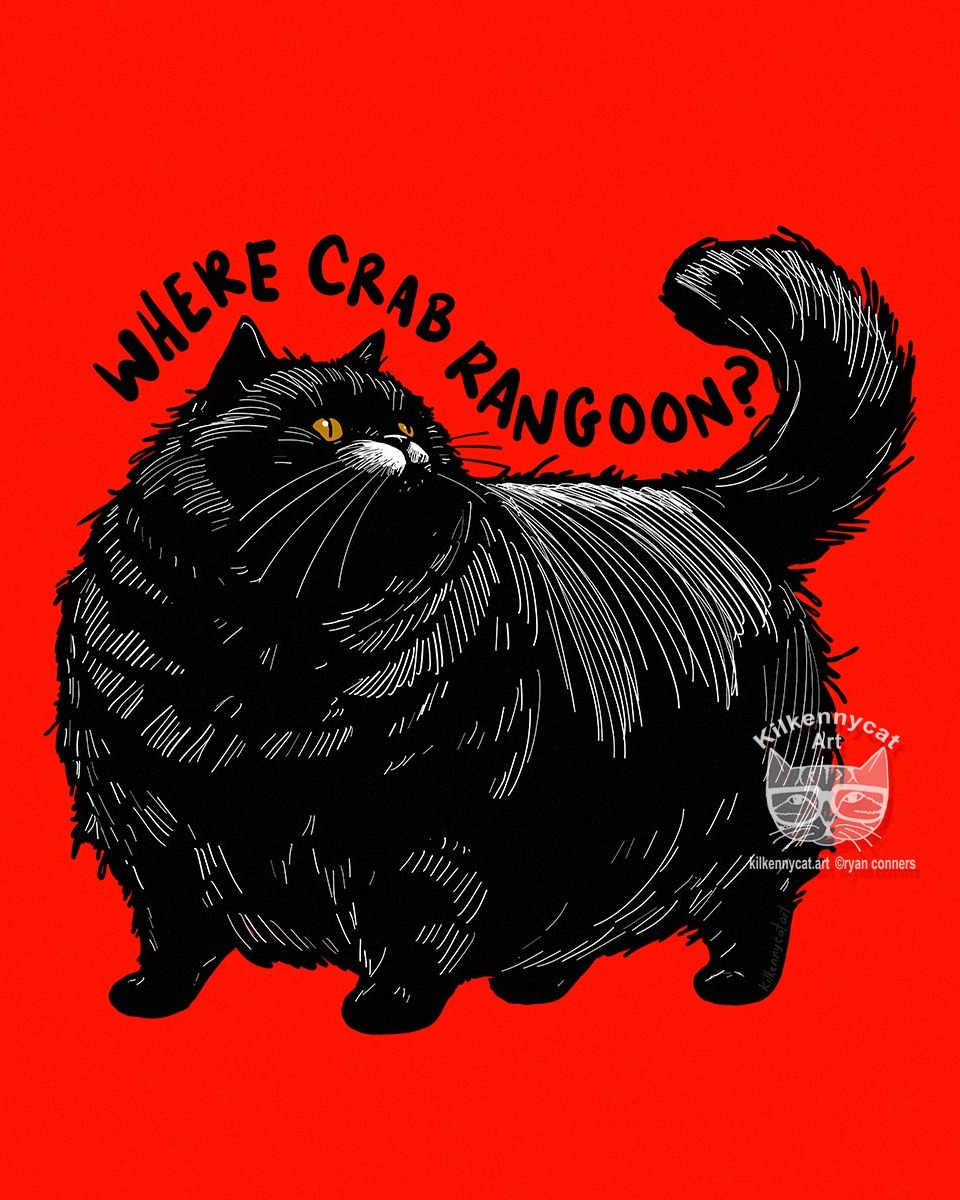 Ryan Conners - Kilkennycat Art Facebook ad: Guess who got some crab rangoon?!