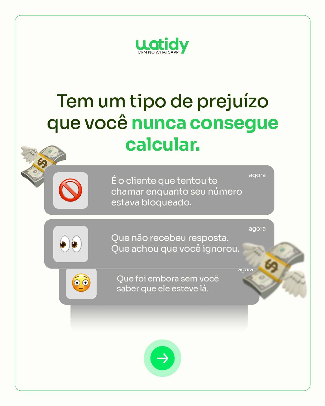 WaTidy CRM Facebook ad: Tem um tipo de prejuízo que você nunca…