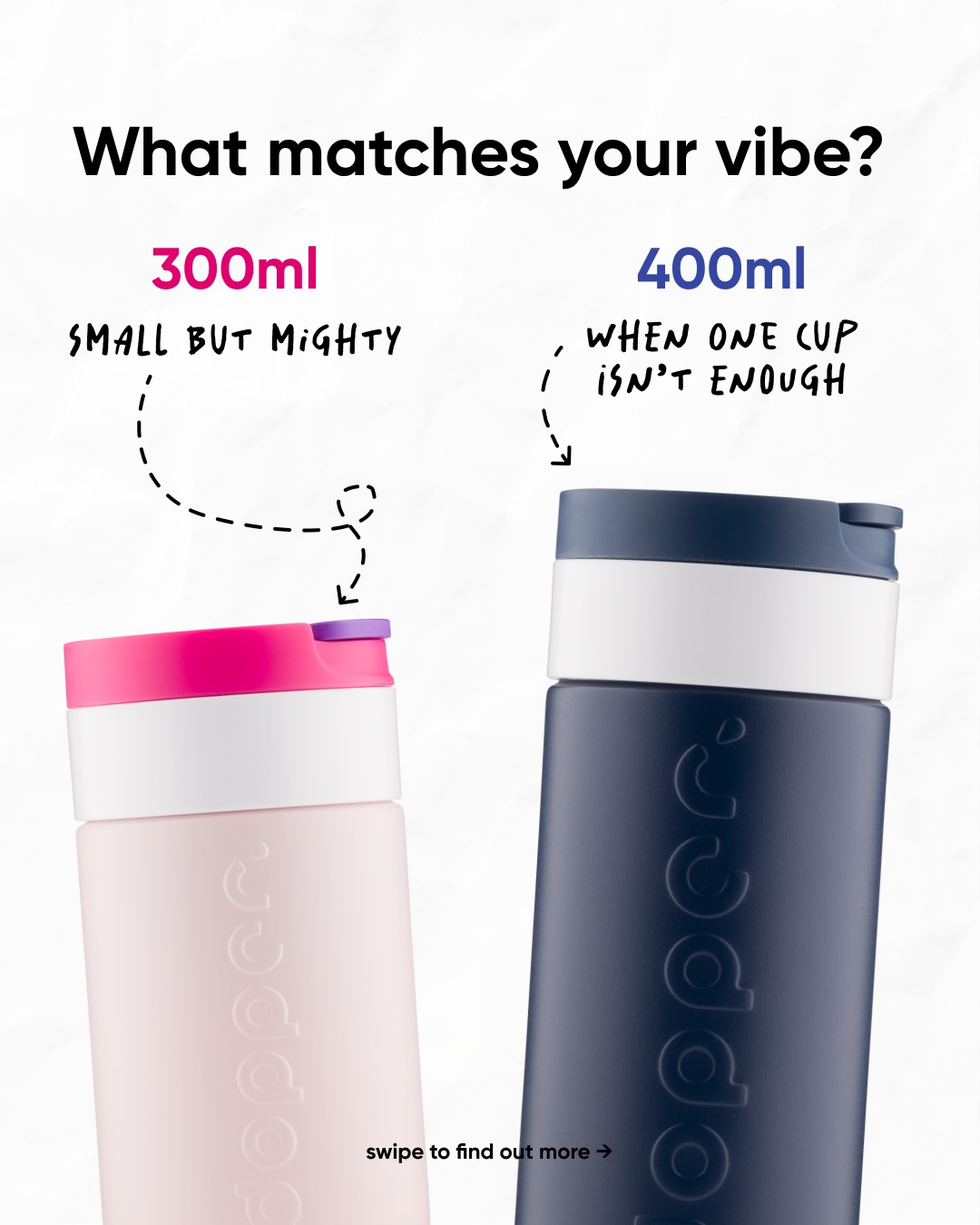 Dopper Facebook ad: Your Travel Mug personality test starts now ->