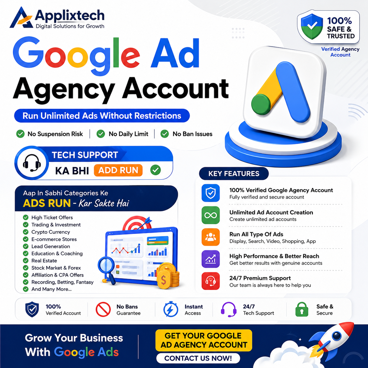Applixtech Business Solutions Facebook ad: Google Ad Agency Account