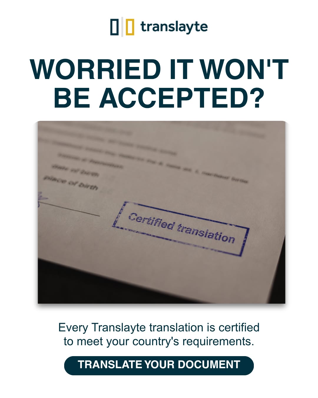 Translayte Facebook ad: Fast & Accurate Translations in 12h