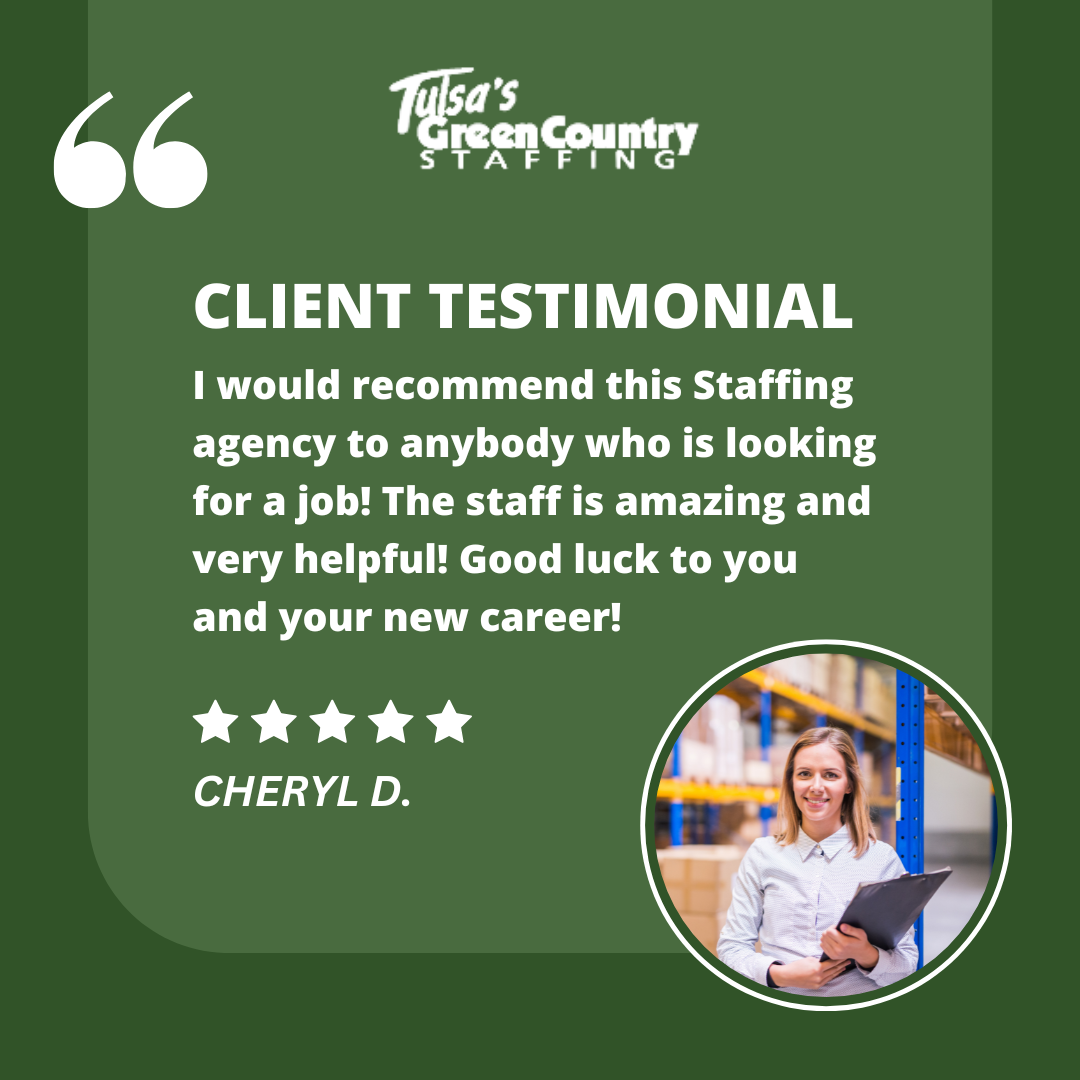 Tulsa's Green Country Staffing Facebook ad: Your Next Job is Waiting-Apply Now