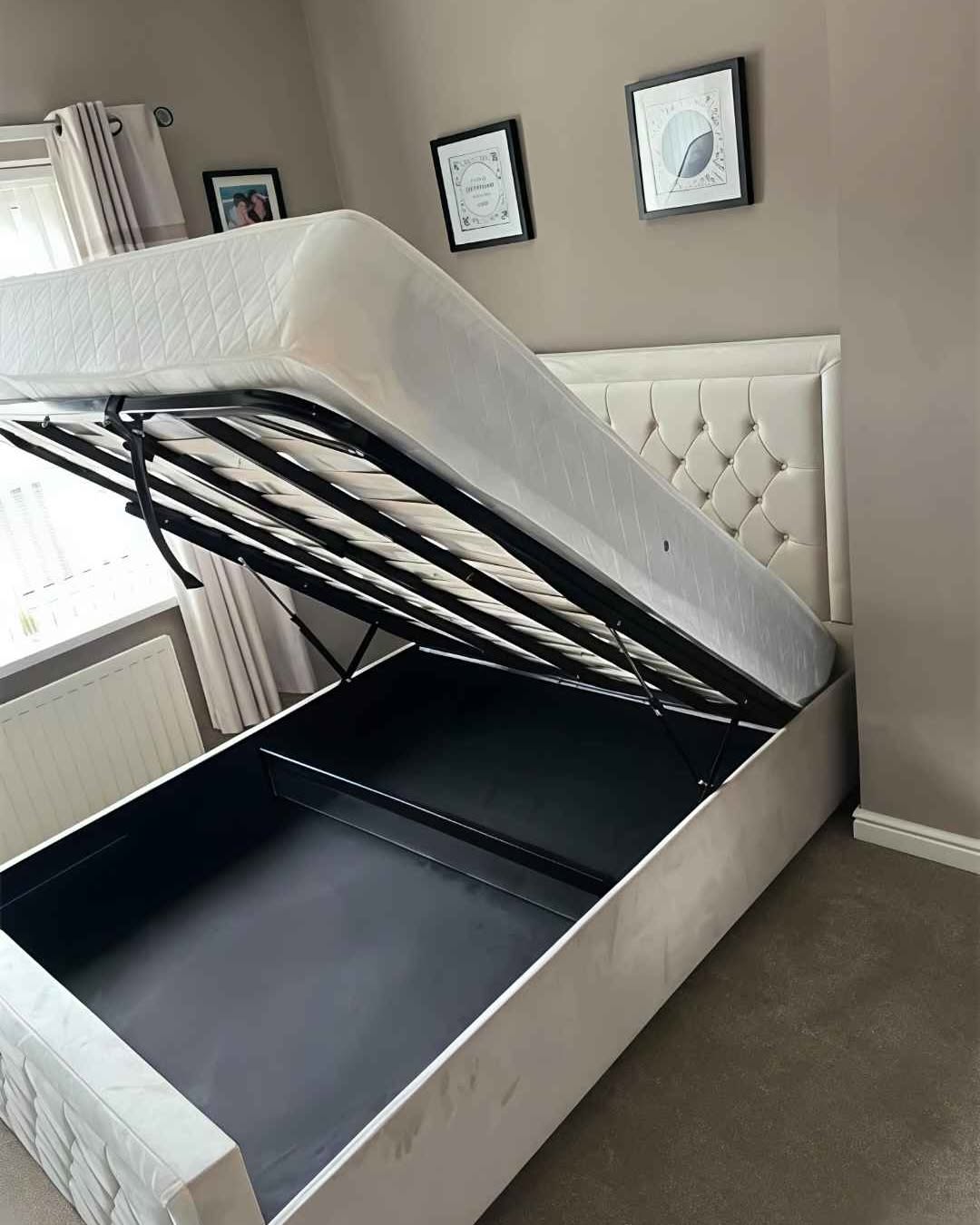 Mandy Lambert Facebook ad: Double Size Ottoman Storage Bed Frame & Mattress - In…