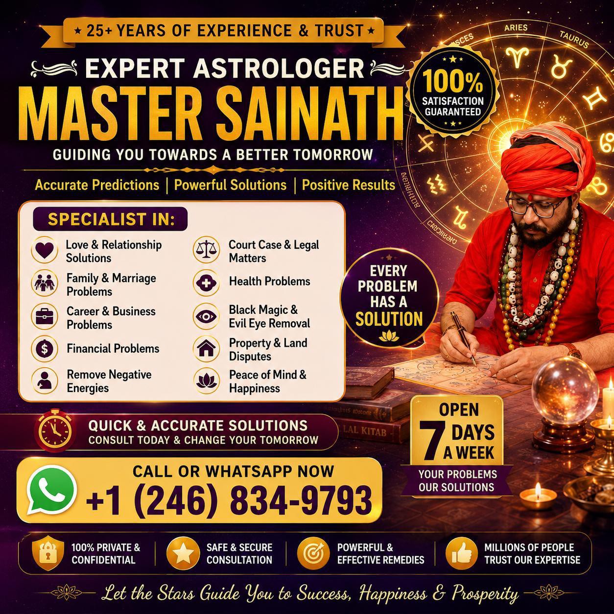 No1astrology center in Barbados Best Indian Powerful Psychic Reader Facebook ad: Chat in Messenger