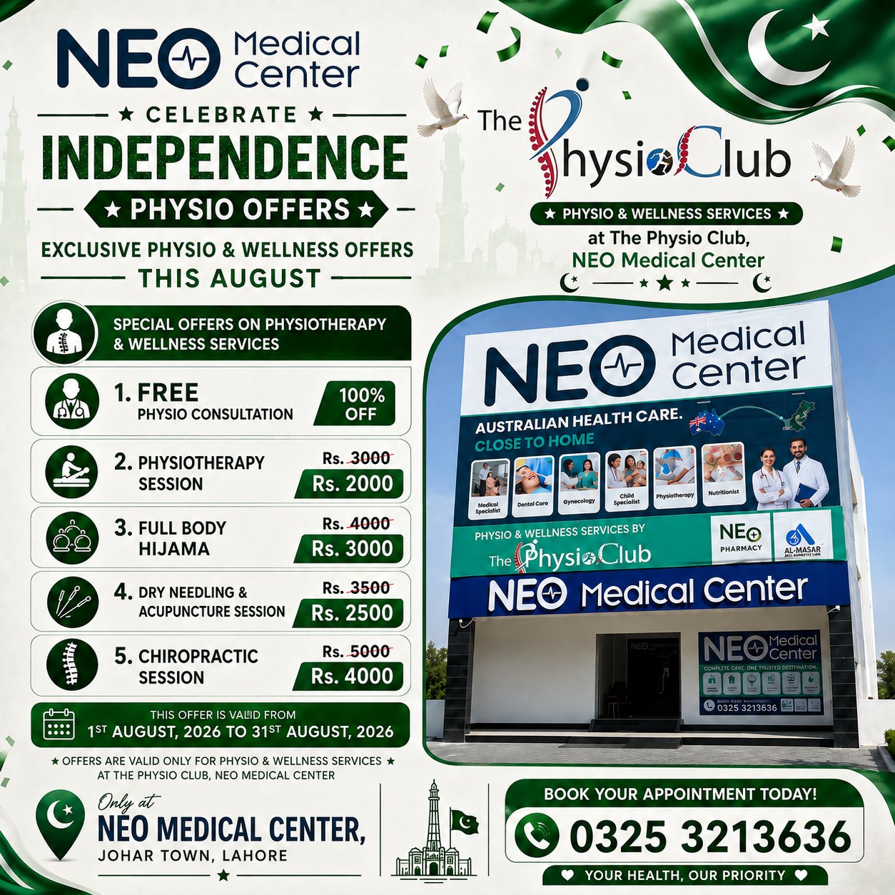 NEO Medical Center Facebook ad: Physio & Wellness Offer