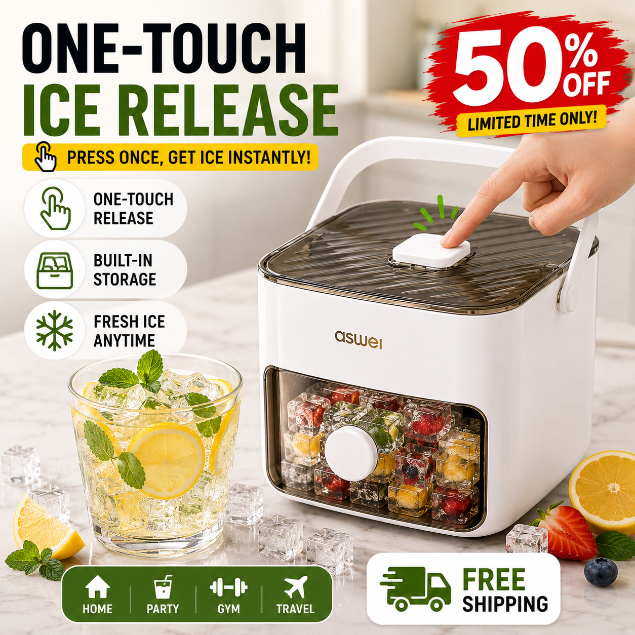 TheNexlo Facebook ad: ONE Touch = Perfect Ice Every Time