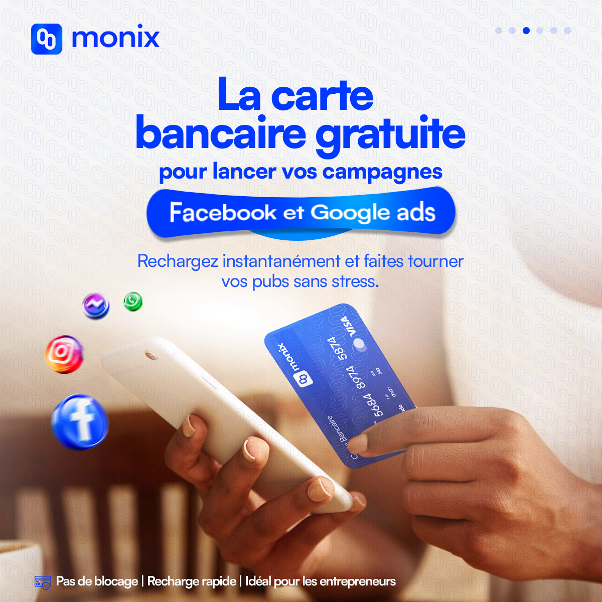 Monix Facebook ad: Obtiens ta carte Gratuitement
