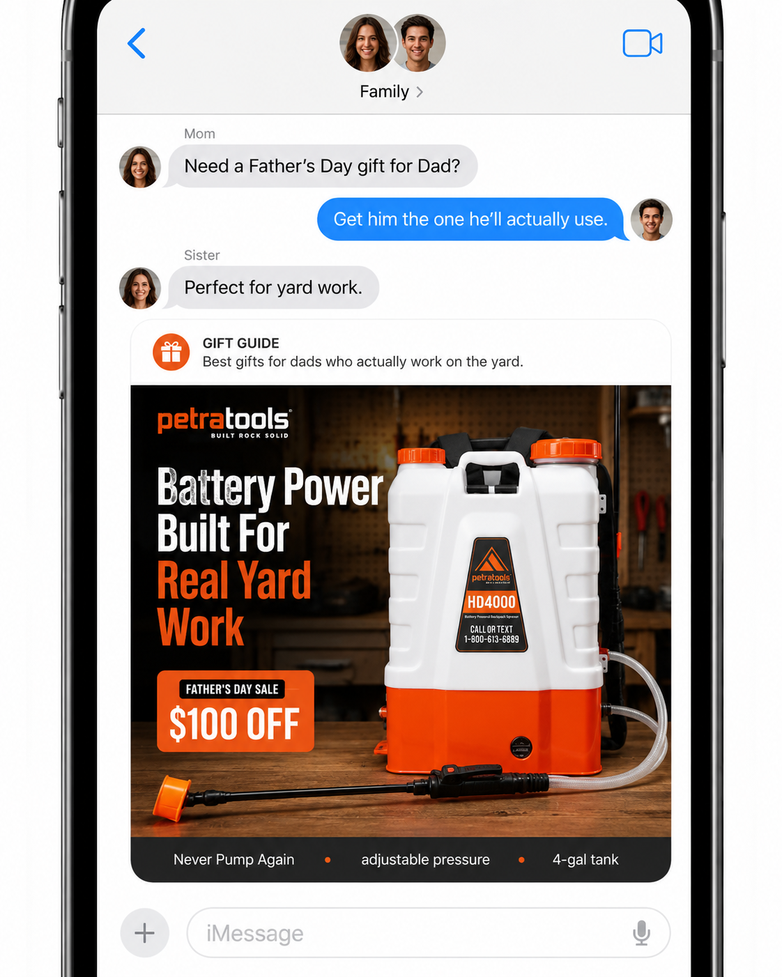 PetraTools Sprayers Facebook ad: Save Up to 50% On Sprayers + BOGO Deal on Glues