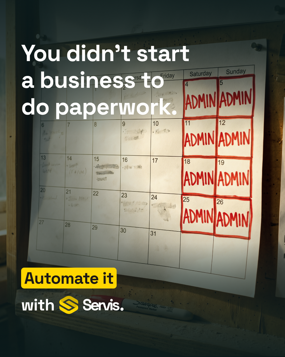 Servis Facebook ad: Claim back 15 hours of your week.