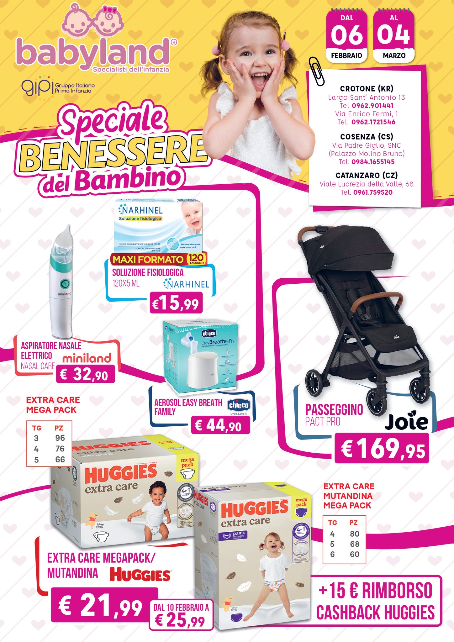 Babyland Facebook ad: **SPECIALE BENESSERE DEL BAMBINO nei nostri Store!**