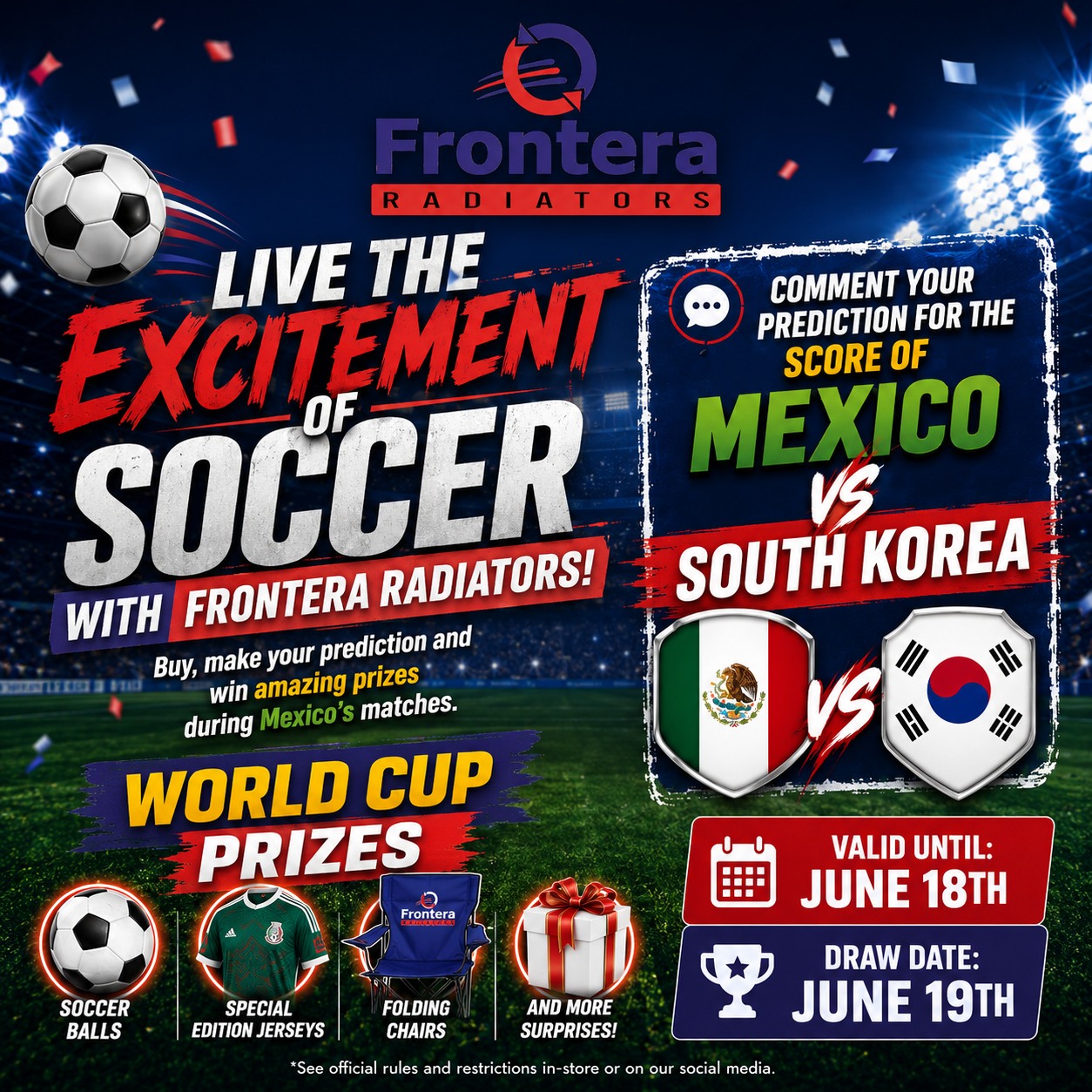 Frontera Radiators Facebook ad: Think you know how Mexico will finish?