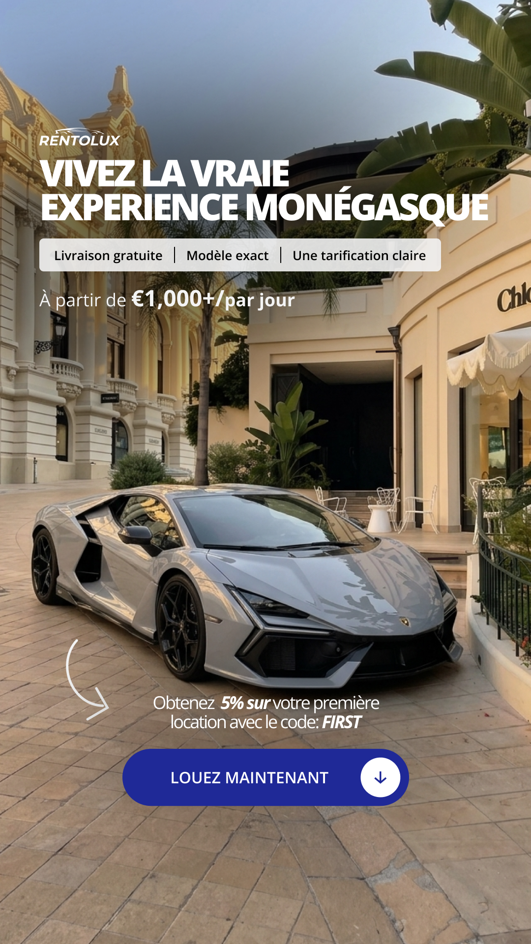 Rentolux - Luxury Car Rental in Europe Facebook ad from Jul 10, 2026