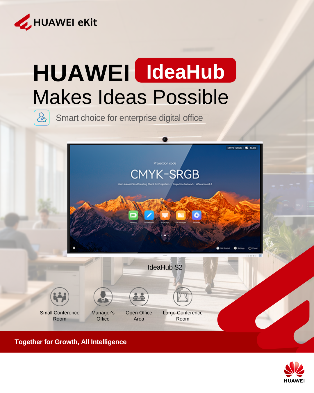 Huawei Enterprise Facebook ad: Boost productivity with Huawei IdeaHub, AI-powered…