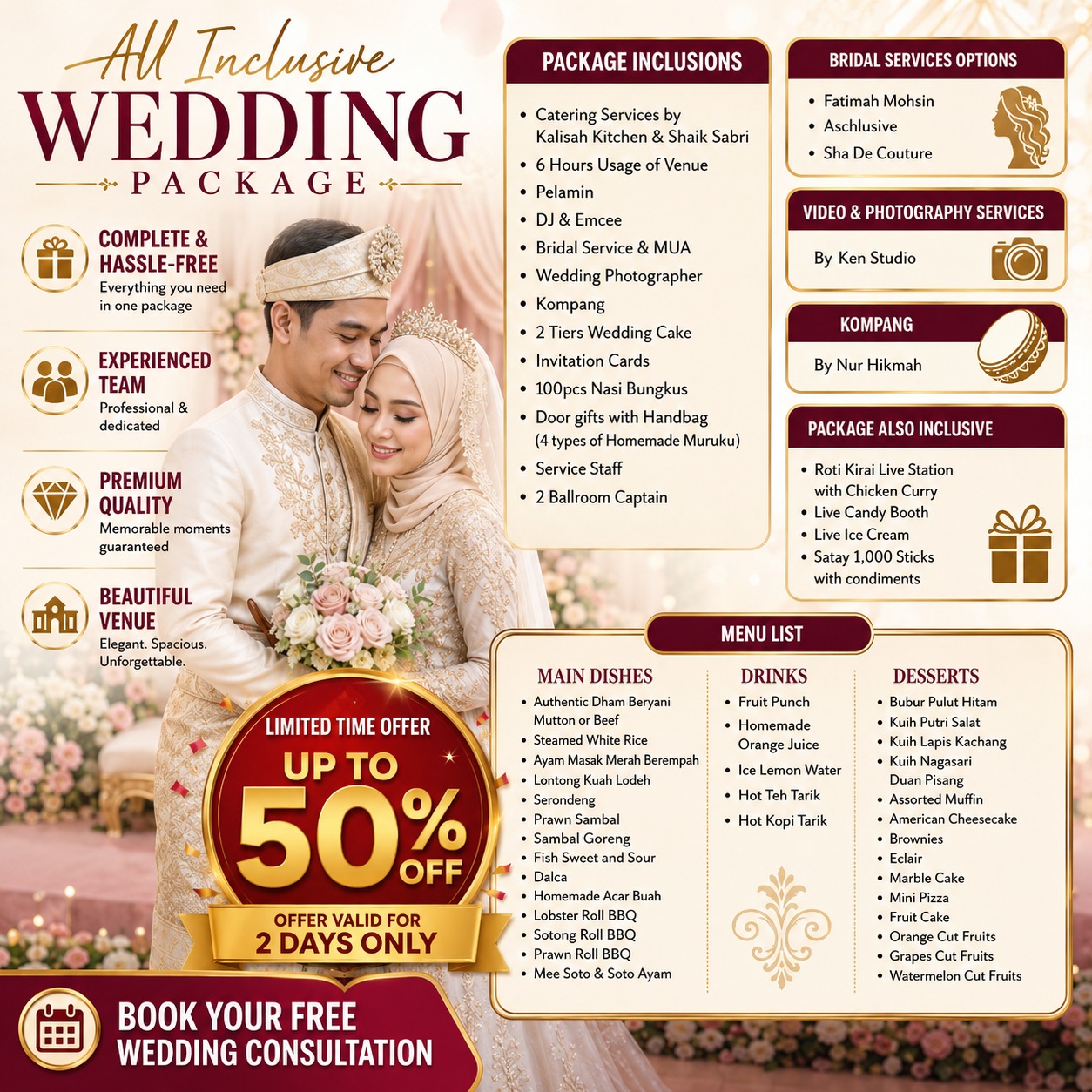 Paradise Ballroom Facebook ad: Book Your FREE Wedding Consultation