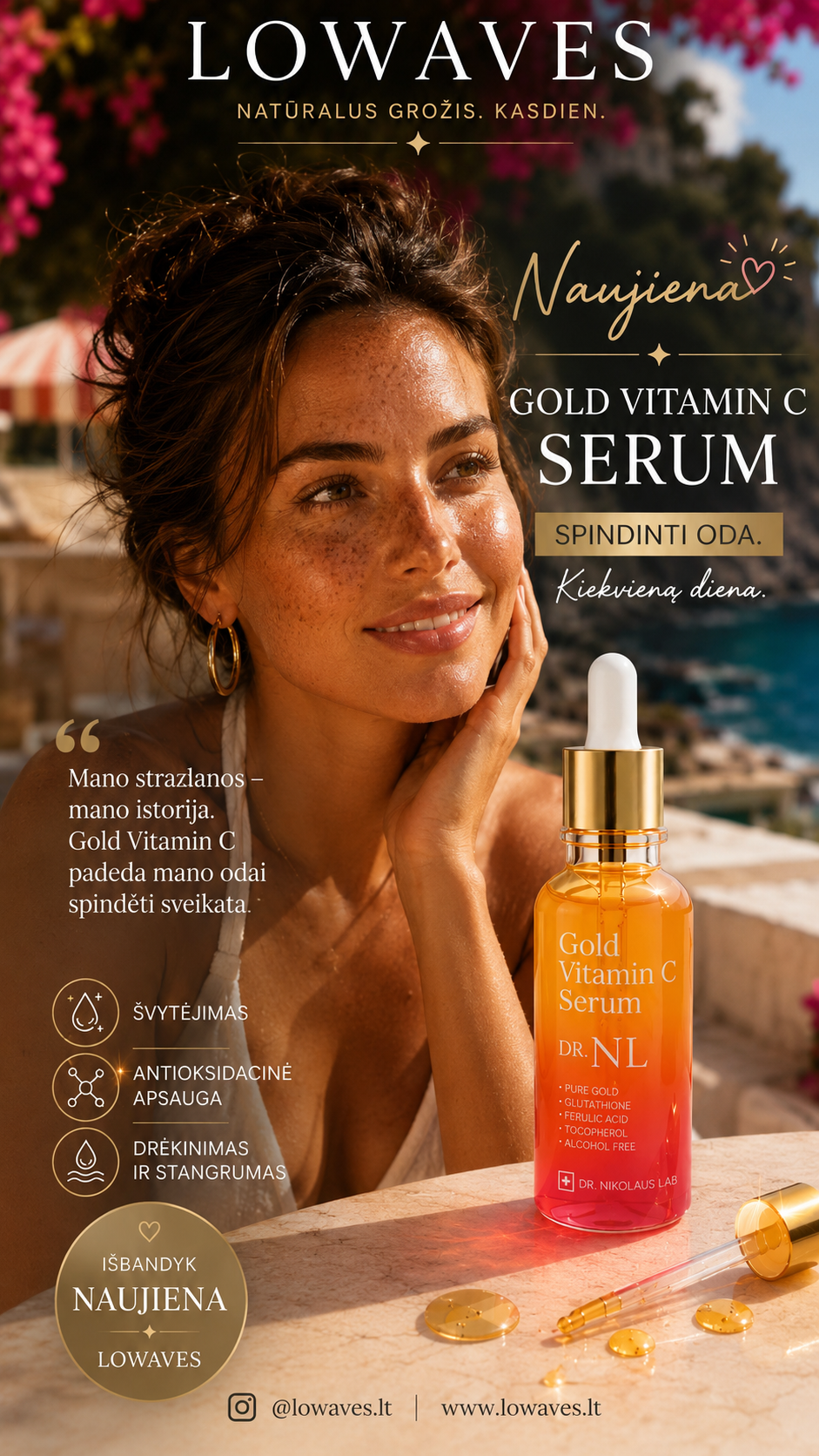 Lowaves Facebook ad: 24K auksas + vitaminas C