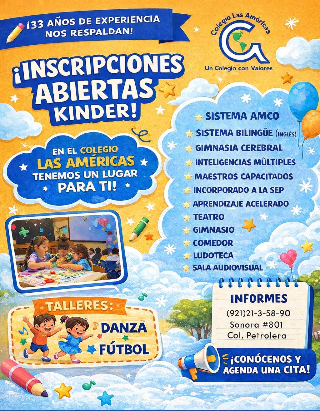 Colegio Las Américas - oficial Facebook ad: ¡Inscripciones Abiertas en Kinder!