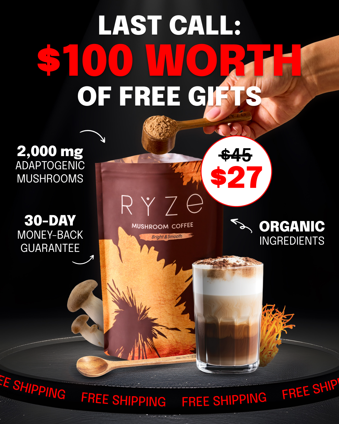 RYZE Superfoods Facebook ad