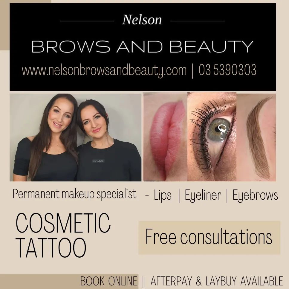 Nelson Brows and Beauty Facebook ad: Sisters in business together, Sophie and Rachel have…