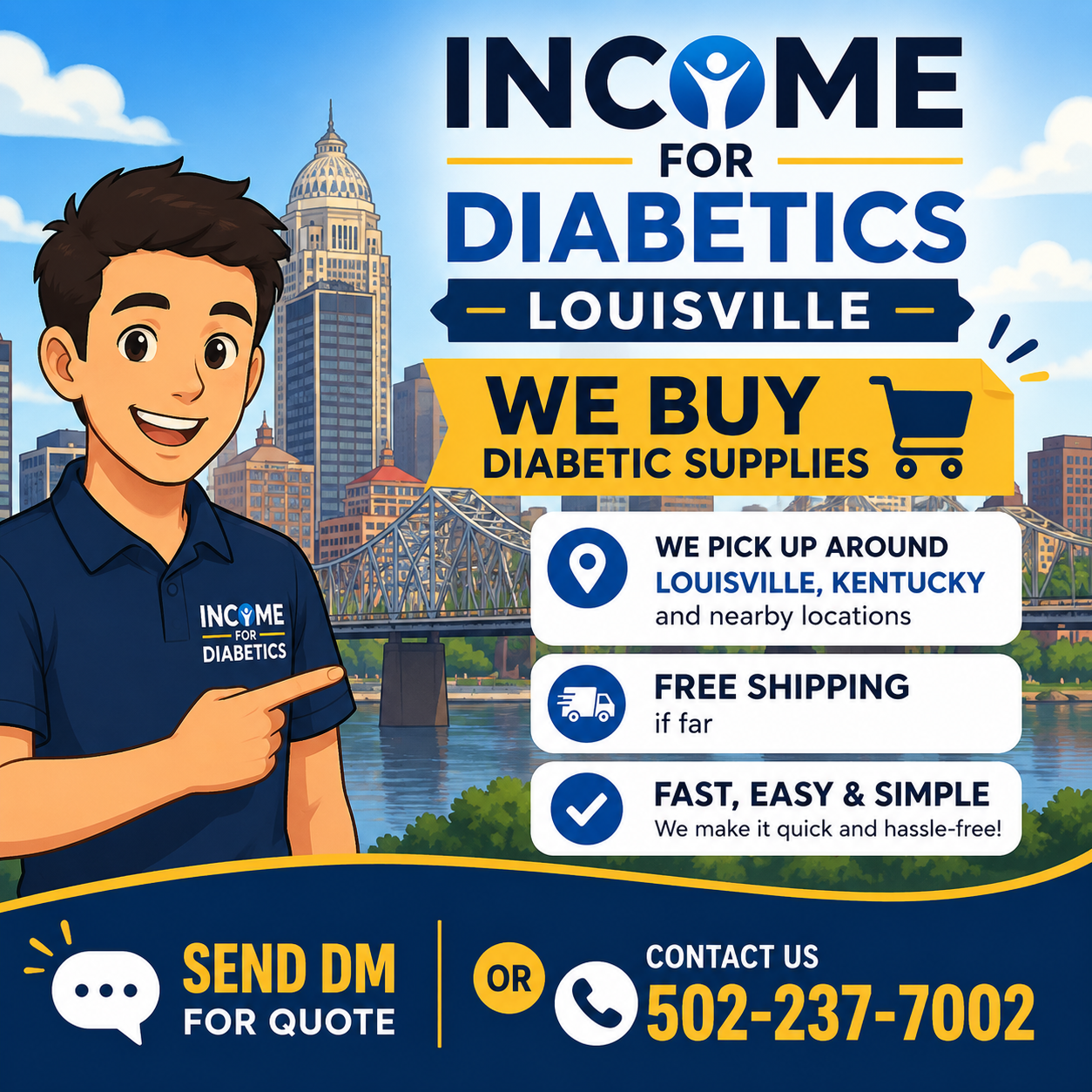 Income for Diabetics Louisville Facebook ad: Sell Your Diabetic Supplies Today!