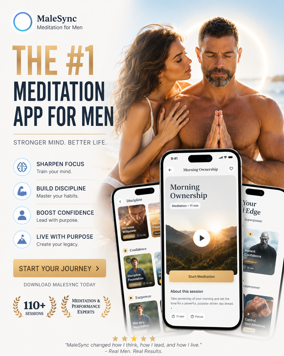 Malesync Facebook ad: Meditation App for Men