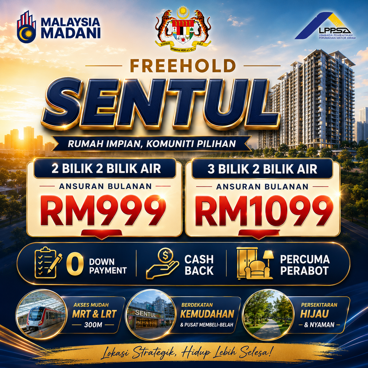 Rumah Madani 1.0 Facebook ad: Ambil Kunci Tahun 2027 & Cash Back RM87k