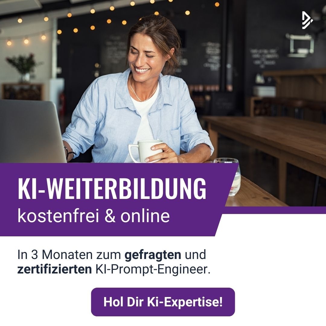 Distart Facebook ad: Geförderte KI-Weiterbildung