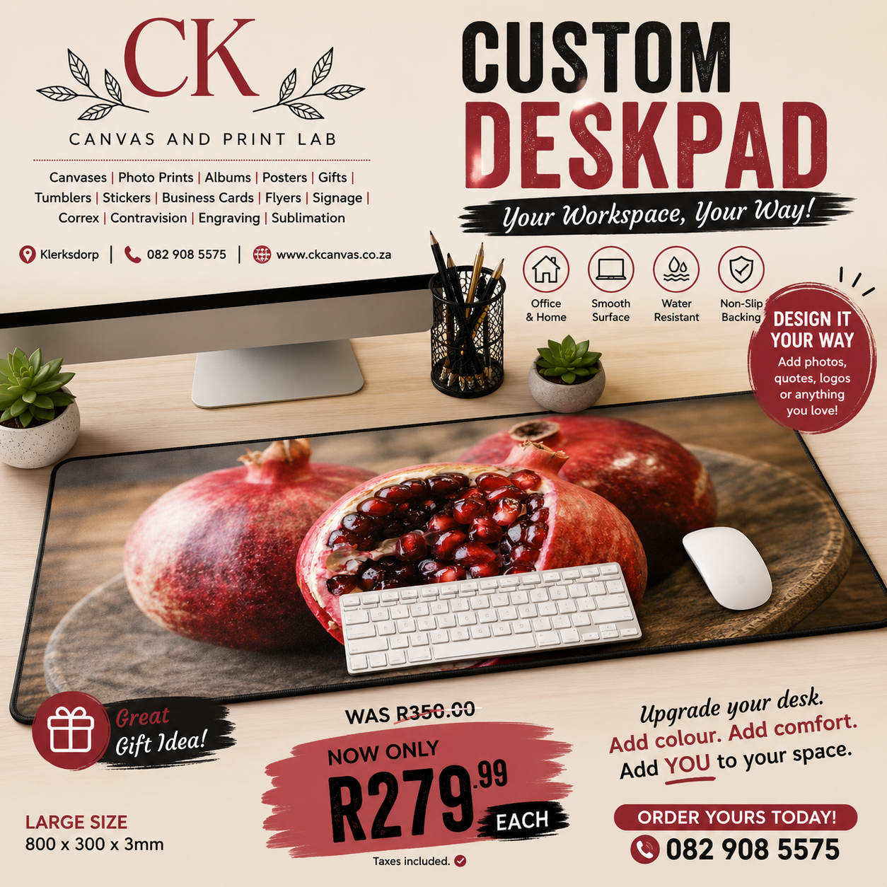 CK Canvas and Print Lab Facebook ad: Turn Your Desk Into Something You'll Love Looking…