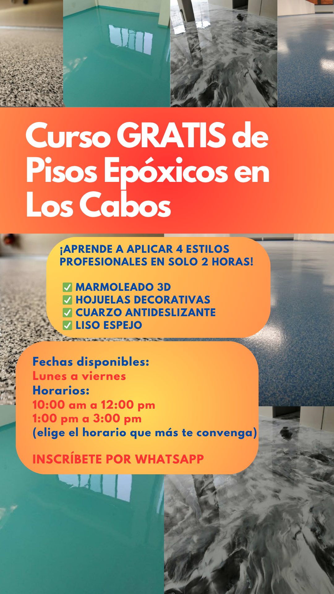 Epoxymaster Los Cabos Facebook ad: Aprende GRATIS a instalar pisos epóxicos