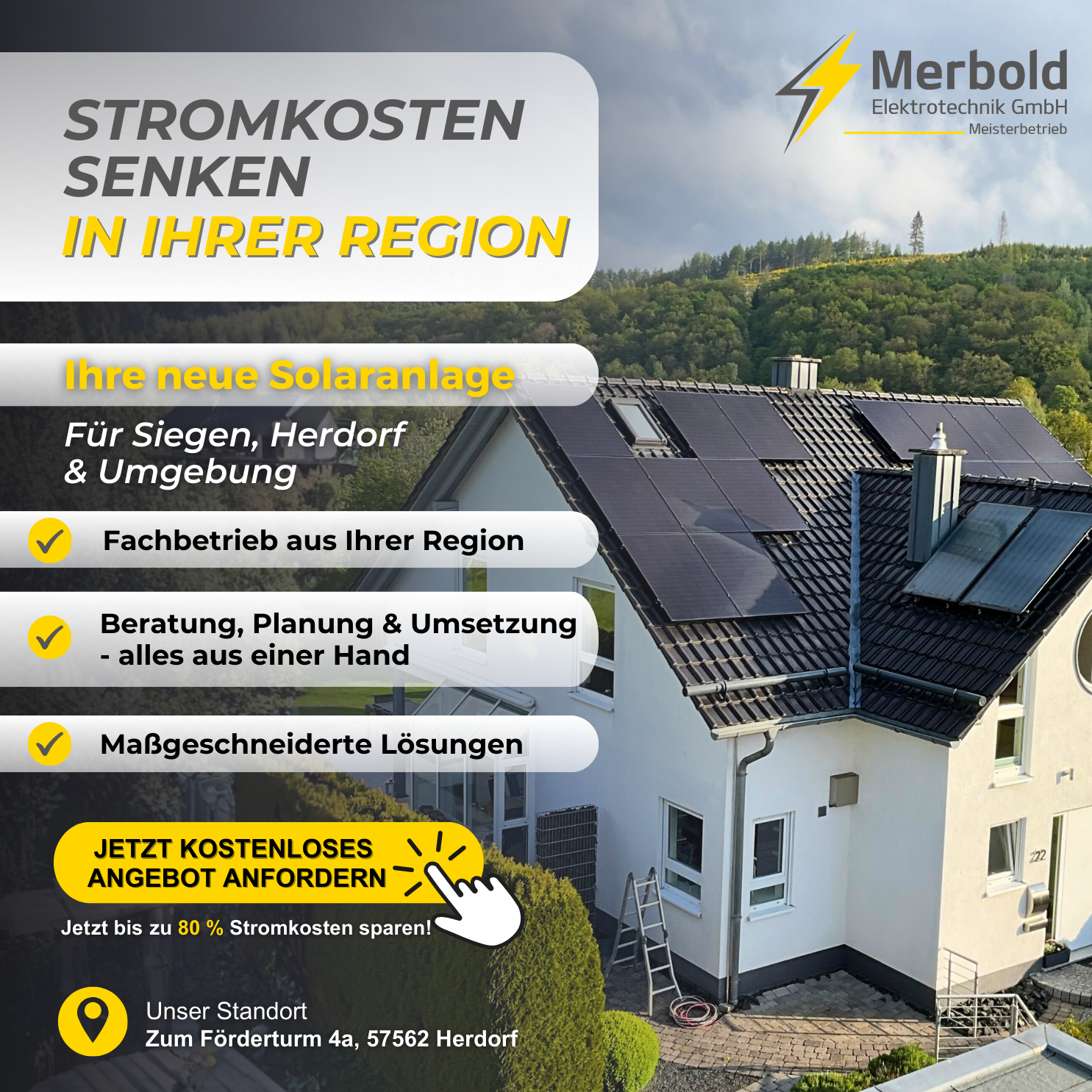 Merbold-Elektrotechnik GmbH Facebook ad: Jetzt Stromkosten dauerhaft senken