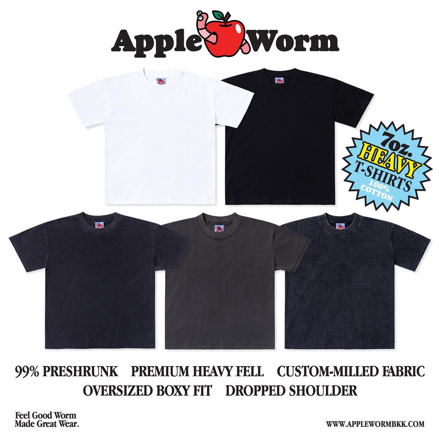 applewormbkk Facebook ad: Apple Worm Boxy Tee เนื้อผ้า 100% Cotton Heavy…
