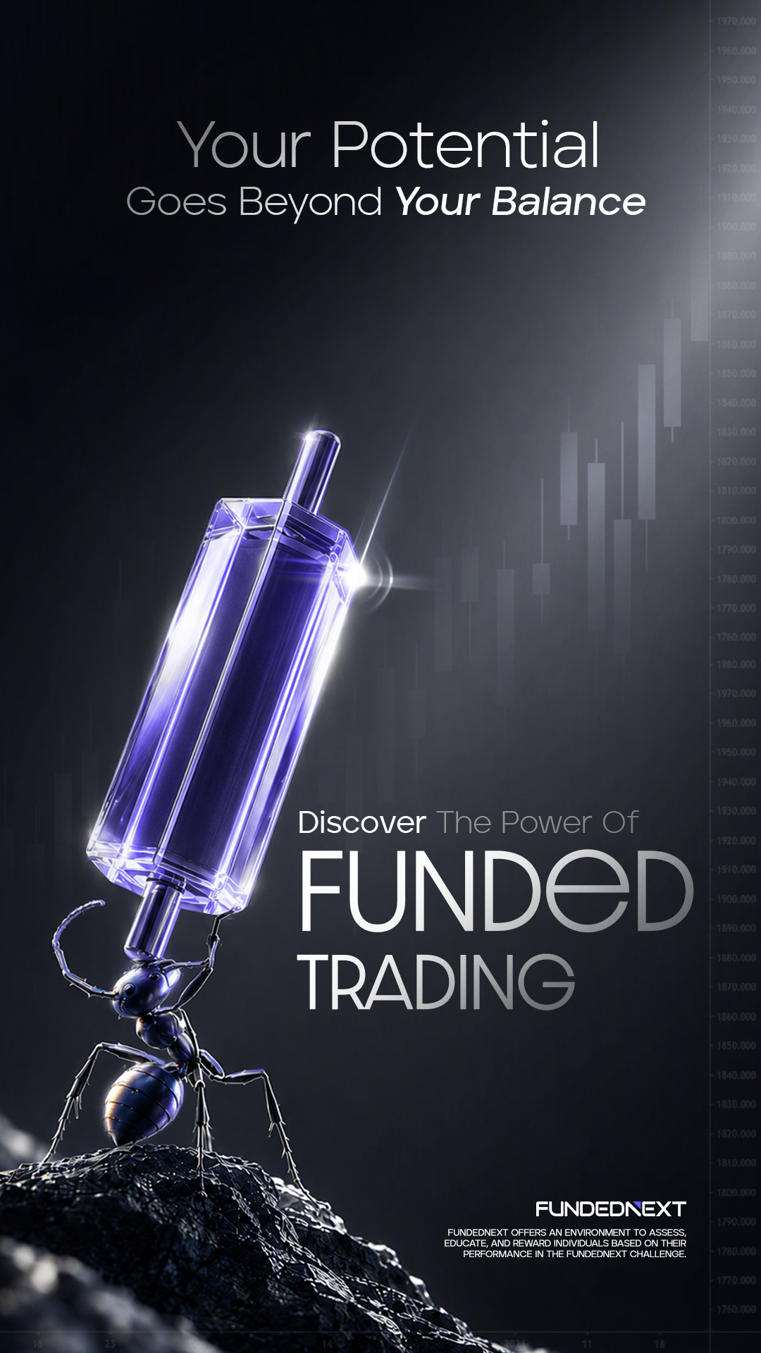 FundedNext Facebook ad: Your trading journey starts here