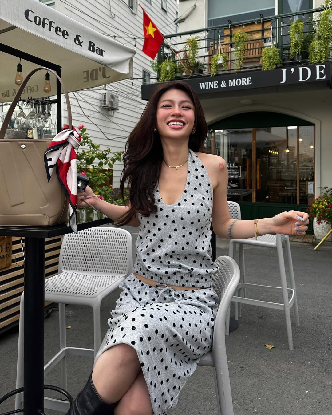 Aeie Junior Facebook ad: @nruburn is wearing POLKA SET