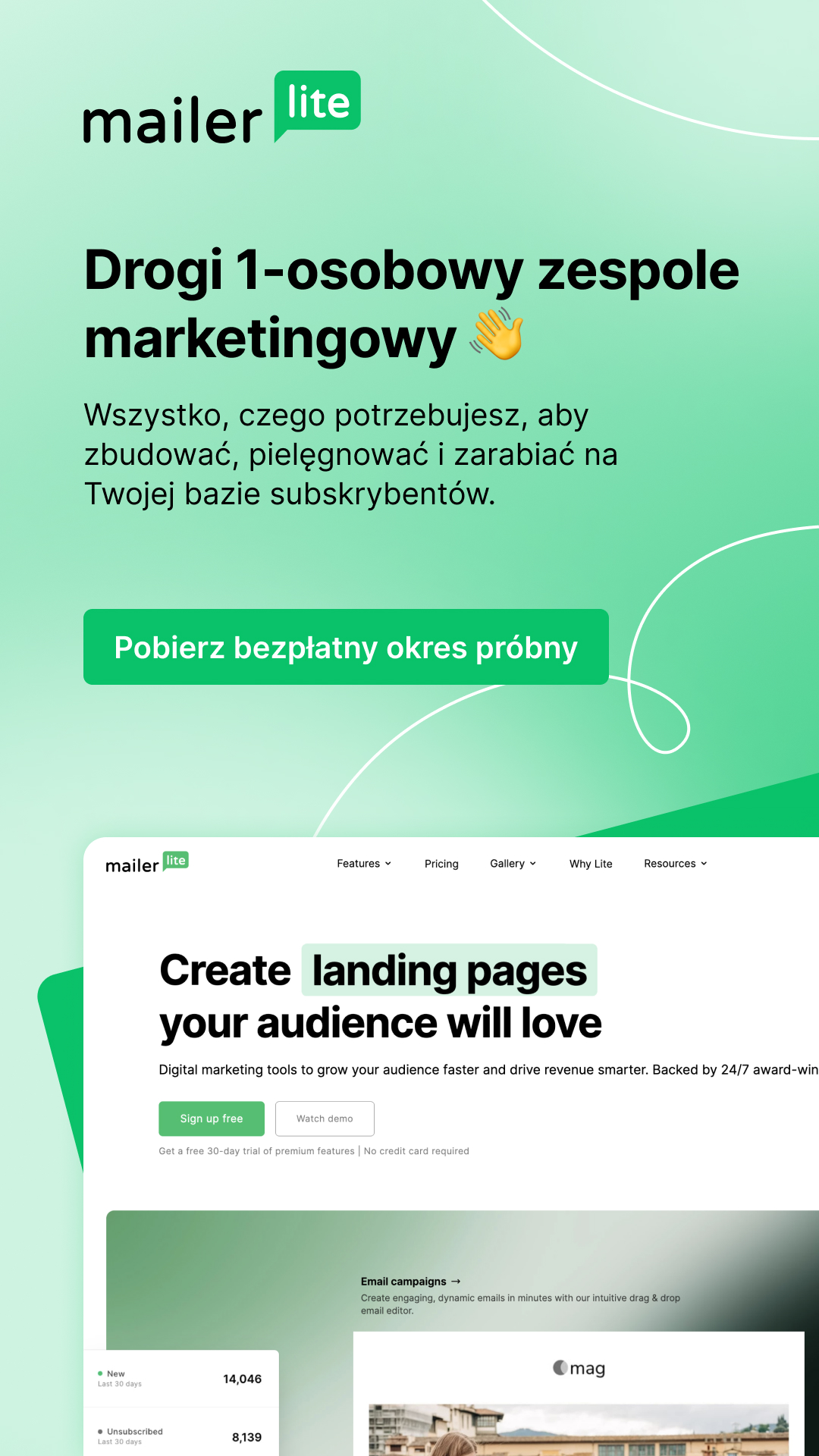 MailerLite Facebook ad