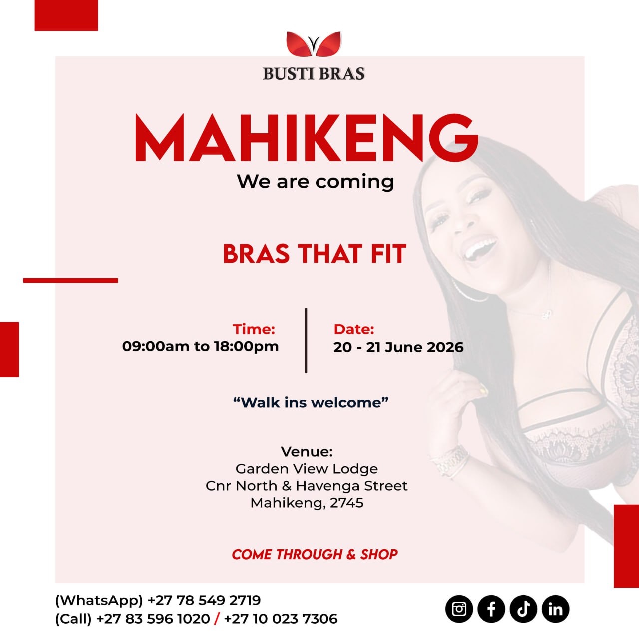 Busti Bras - Bra Boutique Facebook ad: BustiBras Pop-Up · Mahikeng