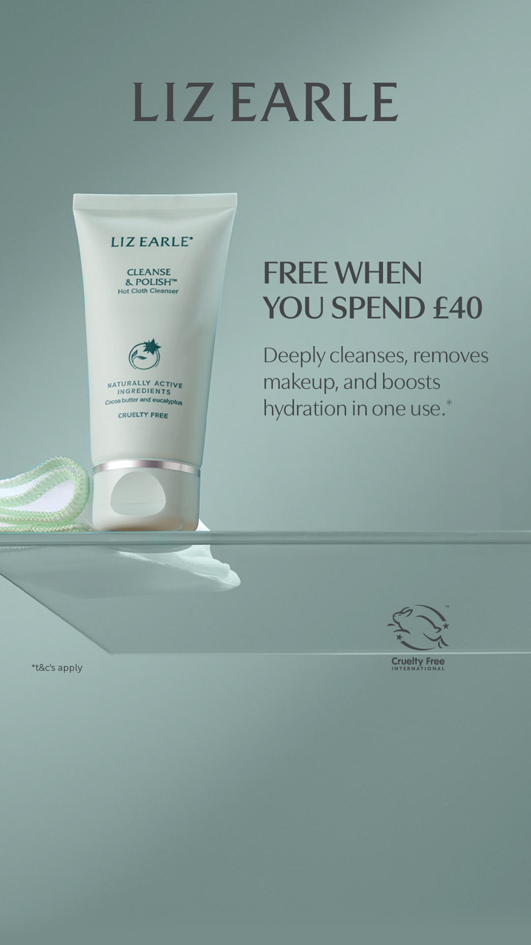 Liz Earle Beauty Co. Facebook ad: Free when you spend £40