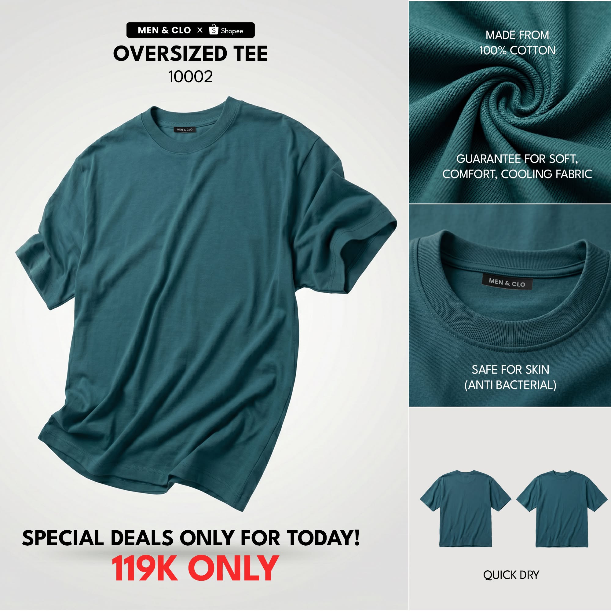 MEN & CLO Facebook ad: Kaos Oversized Premium, Nyaman & Tetap Stylish