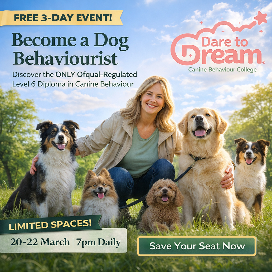 The Canine Behaviour College Facebook ad: Turn Your Passion for Dogs Into a Career
