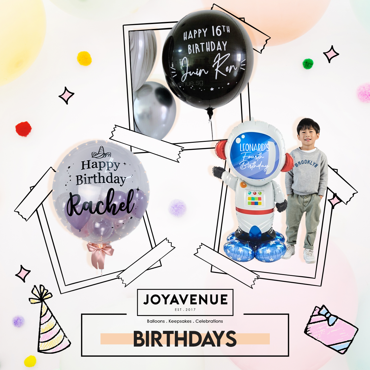 JoyAvenue Facebook ad: Elevate Your Milestone Celebrations with JoyAvenue Balloons!