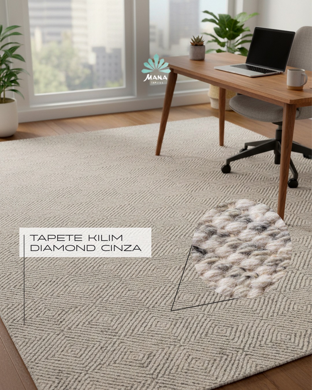 Mana Tapetes Facebook ad: Com seu desenho geométrico, o Kilim Diamond aposta…