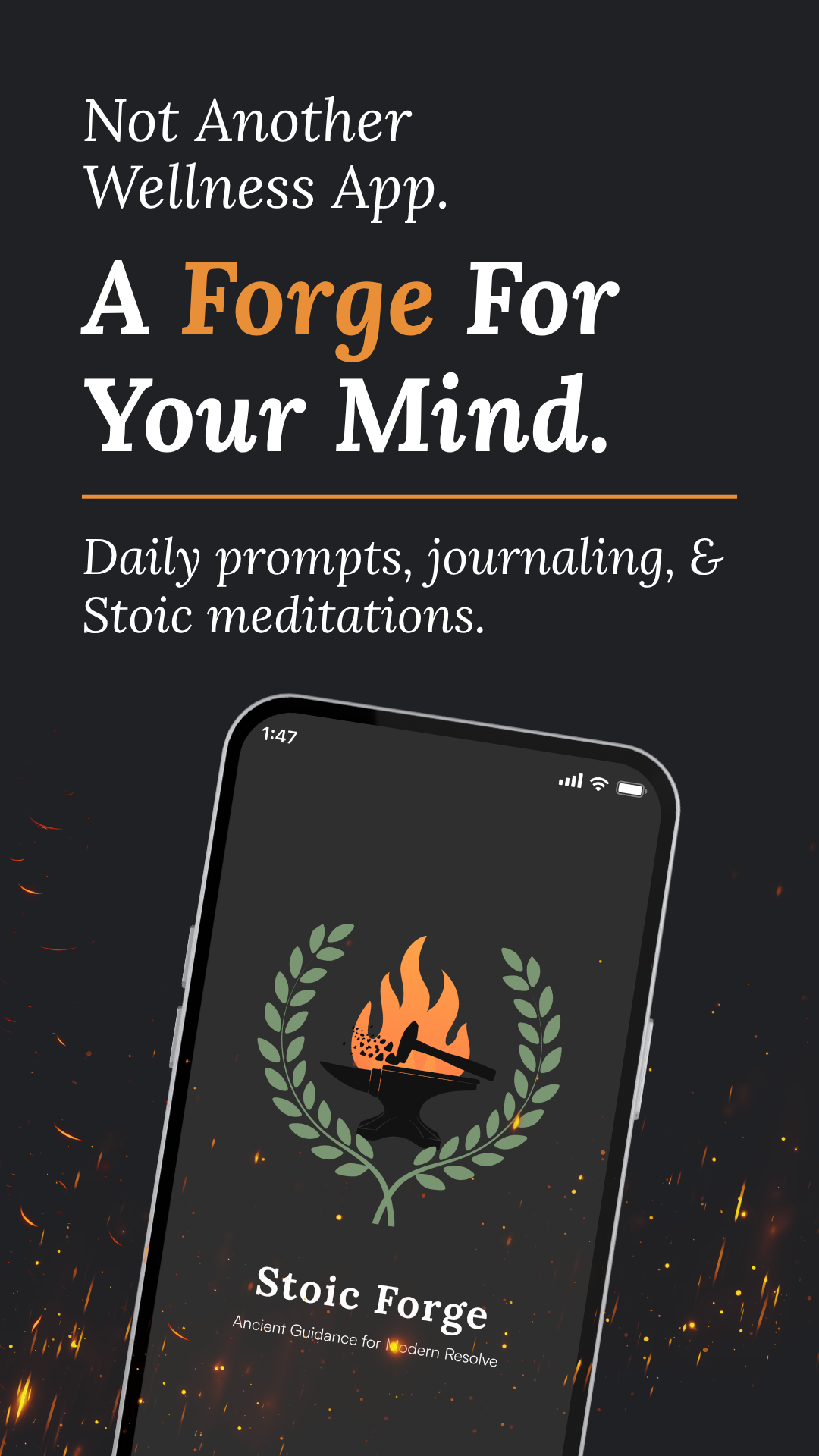 Stoic Forge Facebook ad: Forge your character daily