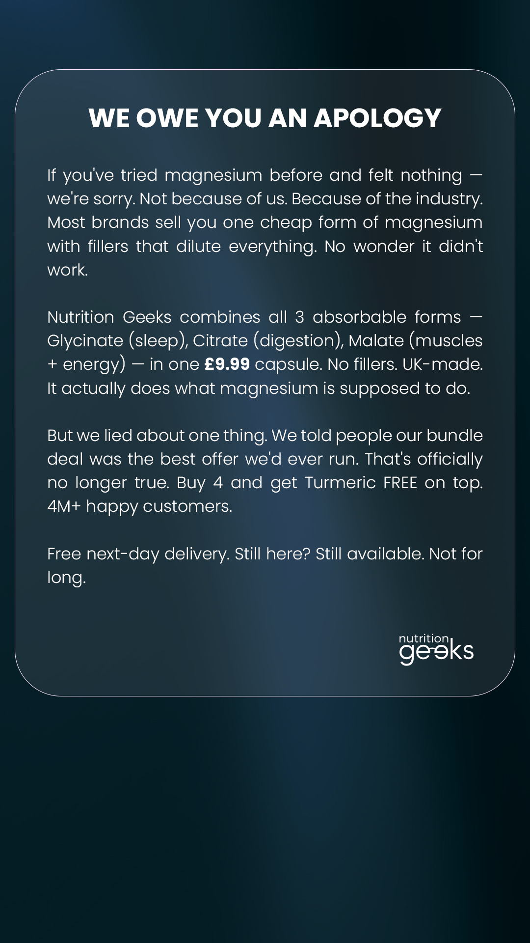 Nutrition Geeks Facebook ad