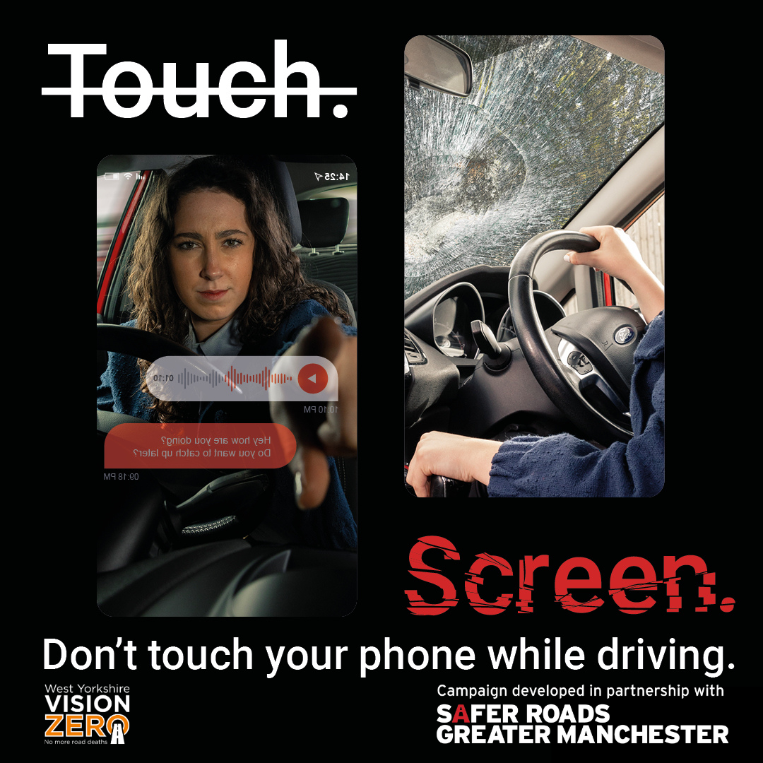 Vision Zero - West Yorkshire Facebook ad: Drivers distracted by mobile devices are four times…