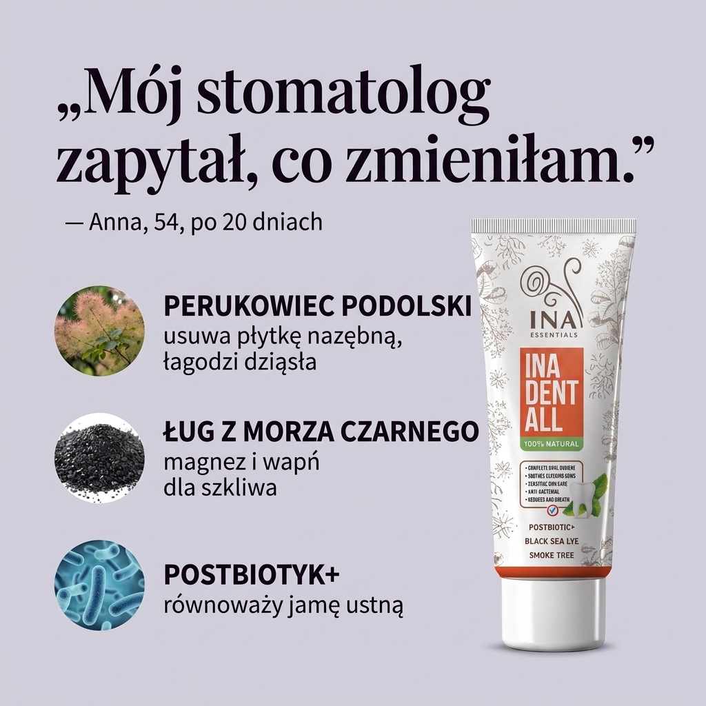 Kosmetyki Organiczne - InaEssentials.pl Facebook ad: Co zmieniła Anna, że dentysta zapytał?