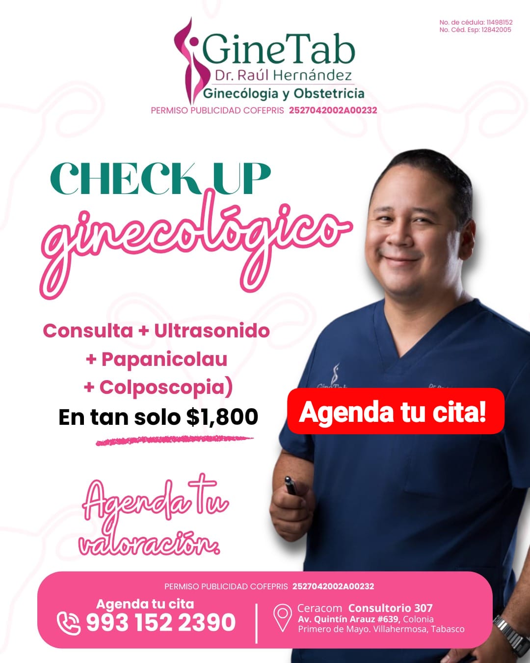 Ginetab Dr. Raúl Hernández Ginecología y Obstetricia Facebook ad: Tu Ginecólogo de confianza.