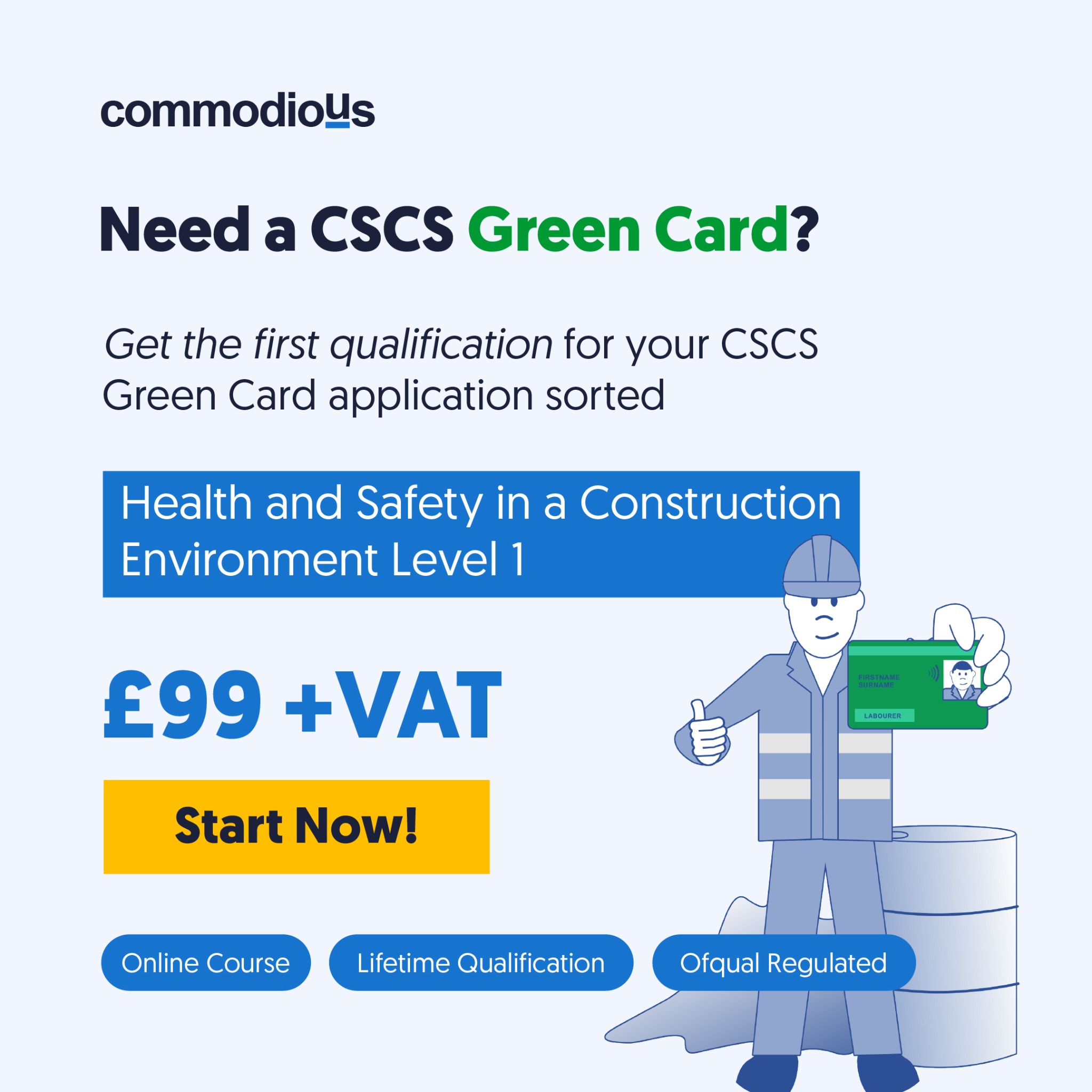 Commodious Training Facebook ad: Health & Safety in Construction Level 1