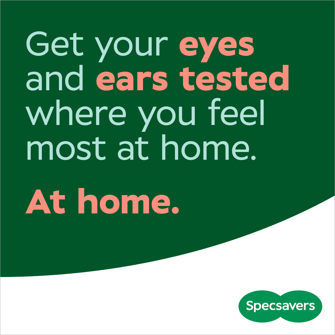 Specsavers Facebook ad: Eye and ear tests at home