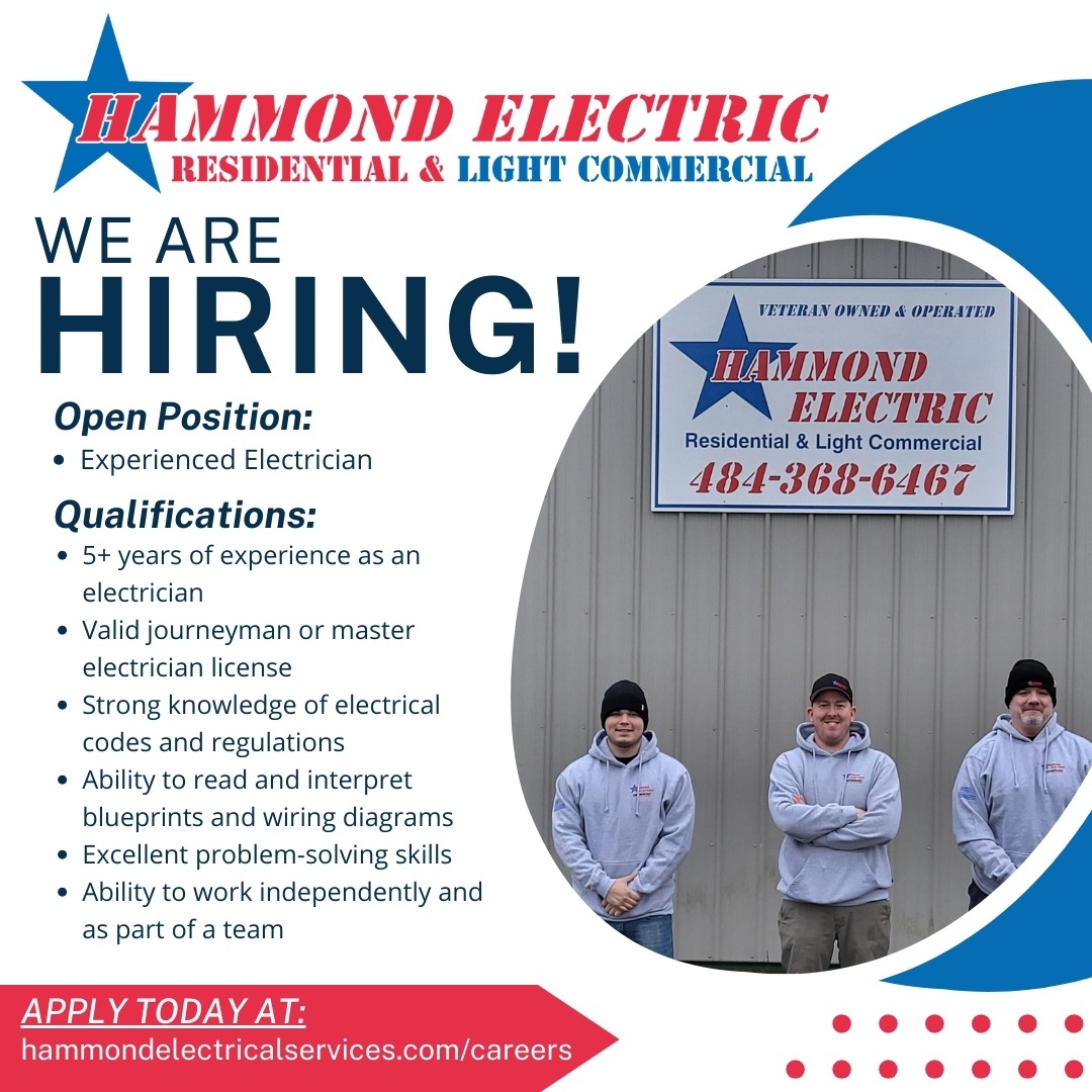 Hammond Electric Facebook ad: Electrician Wanted!