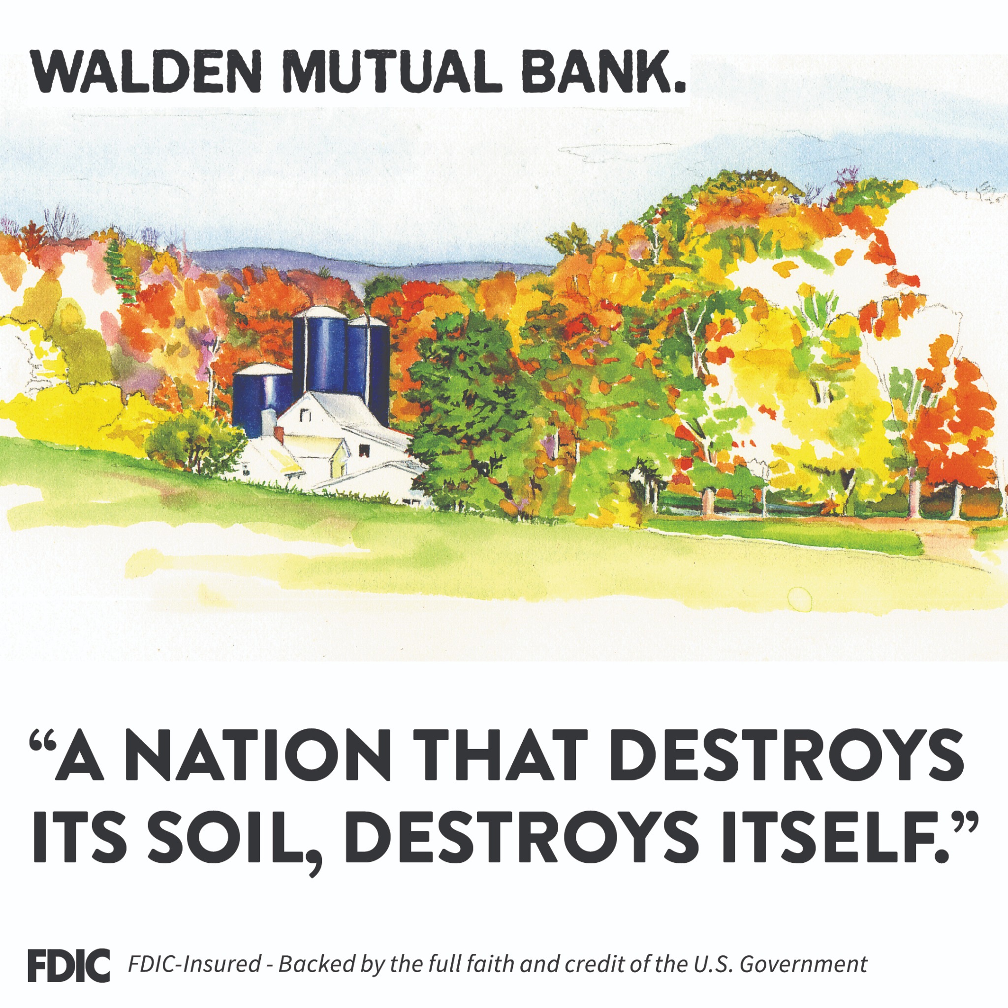 Walden Mutual Bank Facebook ad: Banks make money by using your deposits to…